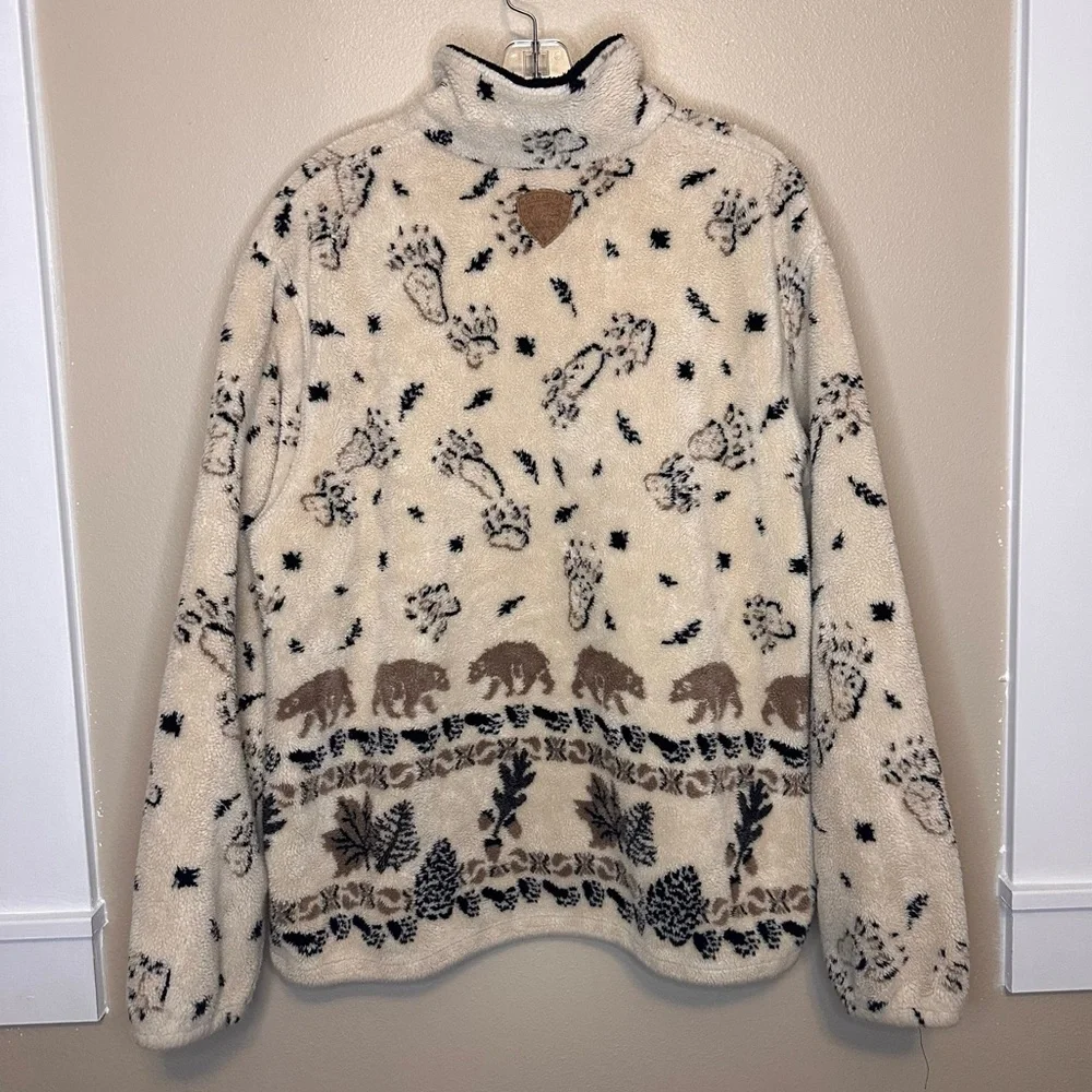 Nanuk Canadian Polar Gear Roaming Bears w/Paws Cream Shearling Jacket XL